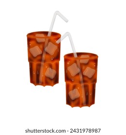 Fresh ice tea with ice cubes
