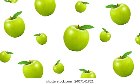 Fresh juicy 
green apples on white premium background - Powered by Shutterstock