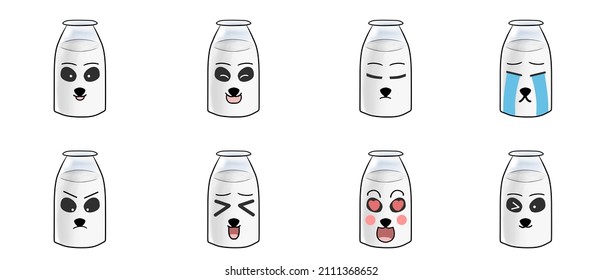 Fresh Milk With A Cute Panda Emoji Face.