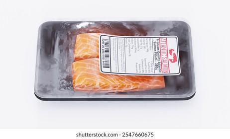 Fresh Packaged Salmon Fillets | Ideal for Seafood Lovers, Healthy Meals, and Gourmet Cooking | Convenient and Ready-to-Serve Option - Powered by Shutterstock