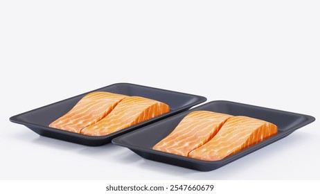 Fresh Packaged Salmon Fillets | Ideal for Seafood Lovers, Healthy Meals, and Gourmet Cooking | Convenient and Ready-to-Serve Option - Powered by Shutterstock