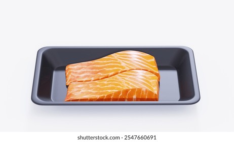 Fresh Packaged Salmon Fillets | Ideal for Seafood Lovers, Healthy Meals, and Gourmet Cooking | Convenient and Ready-to-Serve Option - Powered by Shutterstock