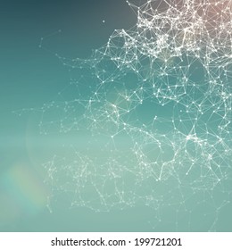 Fresh Summer Abstract Background. Connecting Dots, Lens Flare