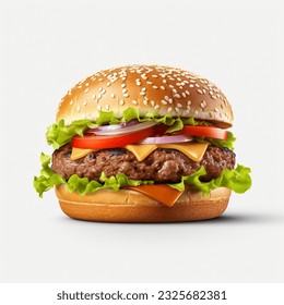 A fresh tasty burger is an epitome of comfort food, commonly found in fast-casual restaurants or burger joints. This culinary delight starts with a juicy beef patty, grilled to perfection. - Powered by Shutterstock