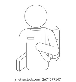 Freshman pixel perfect linear icon. Ninth grade student. High school pupil with rucksack. Thin line customizable illustration. Contour symbol. Vector isolated outline drawing. Editable stroke