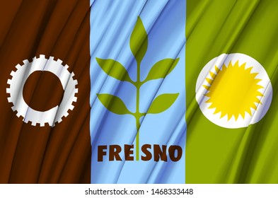 Fresno California Waving Flag Illustration Regions Stock Illustration