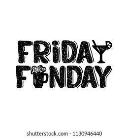 Friday Funday Hand Drawn Quote Vector Stock Vector (Royalty Free ...