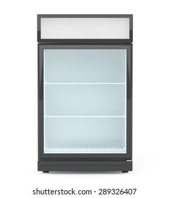 Fridge Drink with glass door on a white background. 