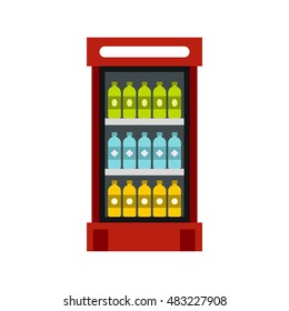 Fridge with drinks icon in flat style isolated on white background. Storage symbol