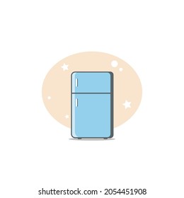 Fridge Flat Icon. Fridge Clipart On White Background.