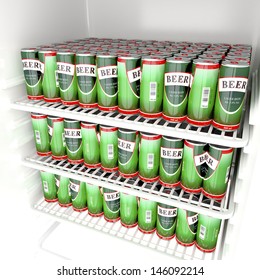 Fridge full with beer cans