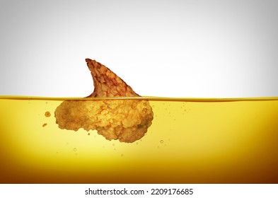 Fried Food Health Risks As Unhealthy Dangerous Eating Of Foods High In Saturated Fats And Trans Fat As Snacks That Are Hazardous To The Heart In A 3D Illustration Style.