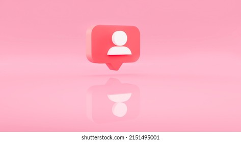 Friend Request Icon, Subscriber Or Follower. 3D Render Illustration On Pink Background.