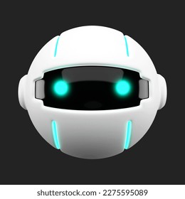 Friendly Cute robot with hand up hello, chatbot mascot, AI, Artificial intelligence, virtual smart assistant bot icon, customer support chat bot, innovation and technology concept. 3d rendering