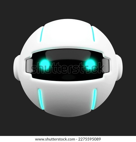 Friendly Cute robot with hand up hello, chatbot mascot, AI, Artificial intelligence, virtual smart assistant bot icon, customer support chat bot, innovation and technology concept. 3d rendering