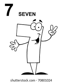 Friendly Outlined Number 7 Seven Guy Stock Illustration 70801024 ...