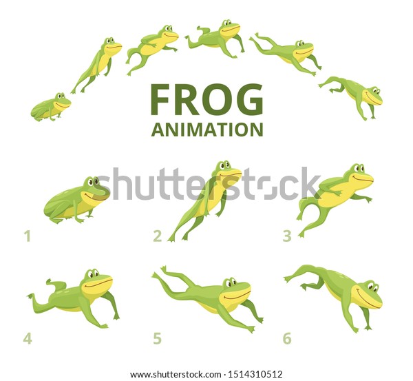 Frog Jumping Animation Various Keyframes Green Stock Illustration ...