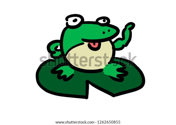 Frog On Lily Pad Cartoon Stock Illustration