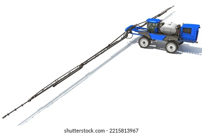 Front Boom Sprayer Farm Equipment 3D Rendering On White Background