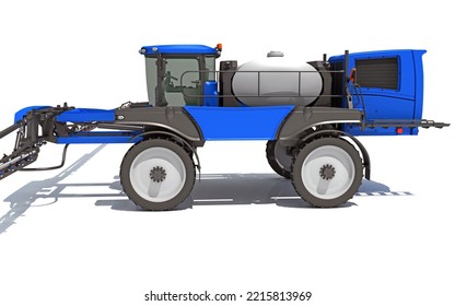 Front Boom Sprayer Farm Equipment 3D Rendering On White Background