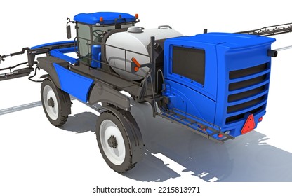 Front Boom Sprayer Farm Equipment 3D Rendering On White Background