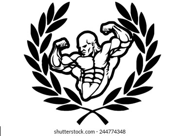 Front Double Bicep,illustration,black and white,drawing,outline