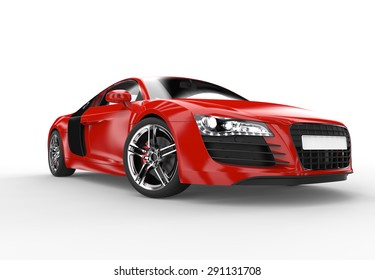 Front Of A Generic Red Sport Car Isolated On A White Background