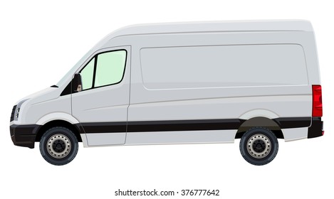 The front side of the light commercial vehicle on a white background