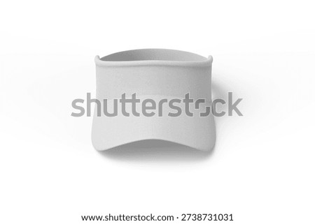 Front view of blank white visor cap, 3d illustration