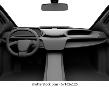 Front View Of Car Dashboard. Clay Model Rendering. 3D Rendering Image.