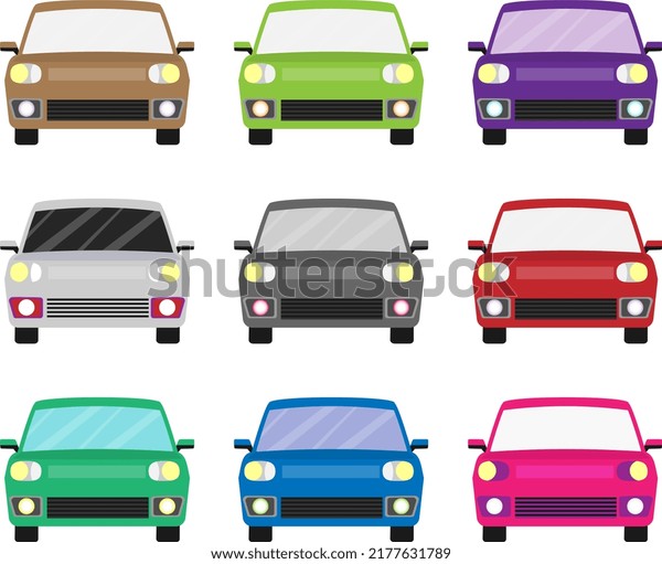 front view of a car in
different colors
