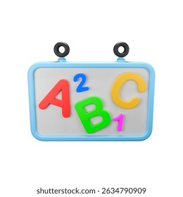 Front view of cartoon style learning card with A B C 1 2 3