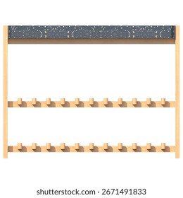 Front view of console table in white oak natural wood with dark blue terrazzo top. Sleek frame, dual racks, and elegant functional design. Size 100 × 35 × 75 cm.