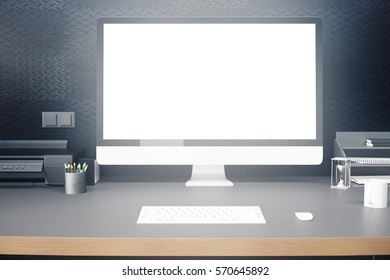 Office Desk Supplies Front View Stock Illustrations Images