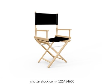 Front View Of Directors Chair In Film Industry, Isolated On White Background.