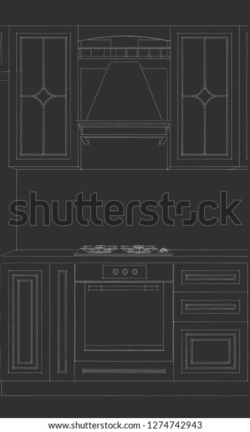 Front View Kitchen Facade Range Hood Stock Illustration 1274742943 ...