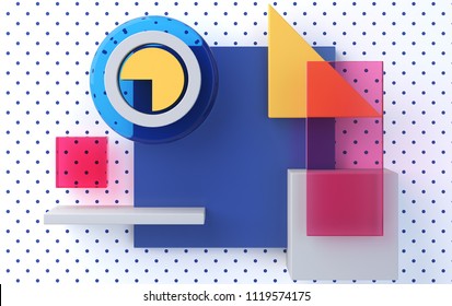 Front view, minimalist abstract background, primitive geometrical figures, pastel colors, 3D render