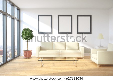 Front View Modern Living Room Interior Stock Illustration ...