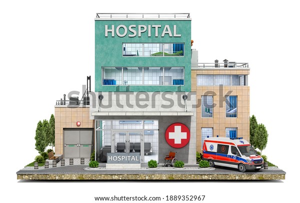 Front View On Modern Hospital Building Stock Illustration 1889352967 ...