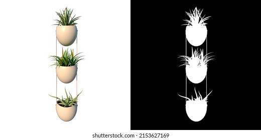 Front View Of Plant ( Hanging Pots With Plants 1) Tree Png With Alpha Channel To Cutout Made With 3D Render