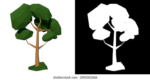 Front view of Plant (Low Poly Tree 4) Tree png with alpha channel to cutout made with 3D render	