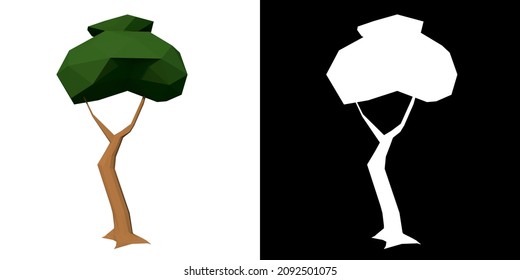 Front view of Plant (Low Poly Tree 5) Tree png with alpha channel to cutout made with 3D render	