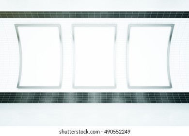 Front View Three Empty Ad Posters Stock Illustration 490552249