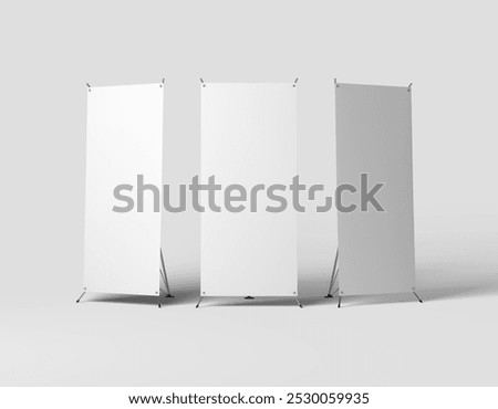Front view three x stand banner mockup