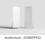 Front view two x stand banner mockup