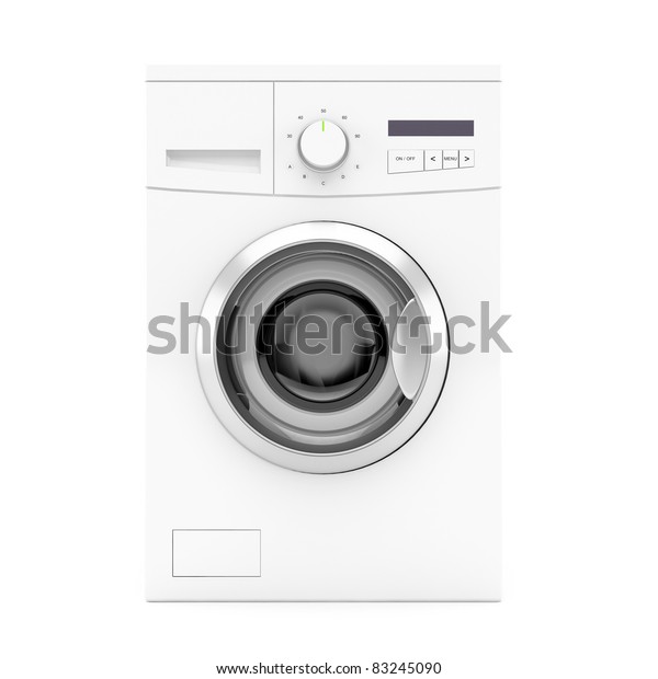白い背景に洗濯機の正面図 3d画像 のイラスト素材