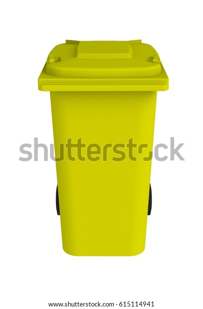 Front View Yellow Garbage Wheelie Bin Stock Illustration 615114941 ...