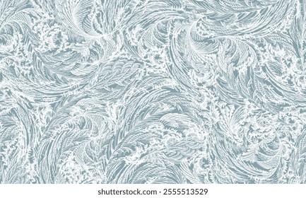 Frost ice window seamless pattern, winter background, fresh cool hand drawn complicated graphic illustration
