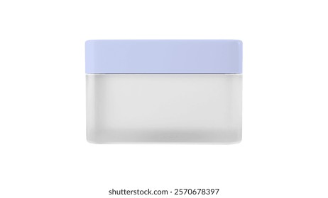 Frosted jar packaging mockup designed for cosmetic and skincare branding. Liquid Container with Blue Cap photorealistic. Ideal Layout Design for Balms, Creams, or Lotion.