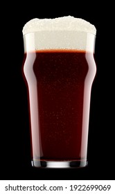 Frosty Glass Of Fresh Stout Beer With Bubble Froth Isolated On A Black Background. 3D Rendering Concept Of Drinking Alcohol On Holidays, Oktoberfest Or St. Patrick's Day